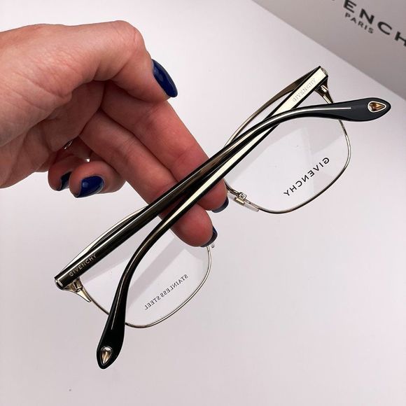 Givenchy Eyeglasses GV0076 2M2 Black Gold Rectangle Metal Women - Picture 2 of 10